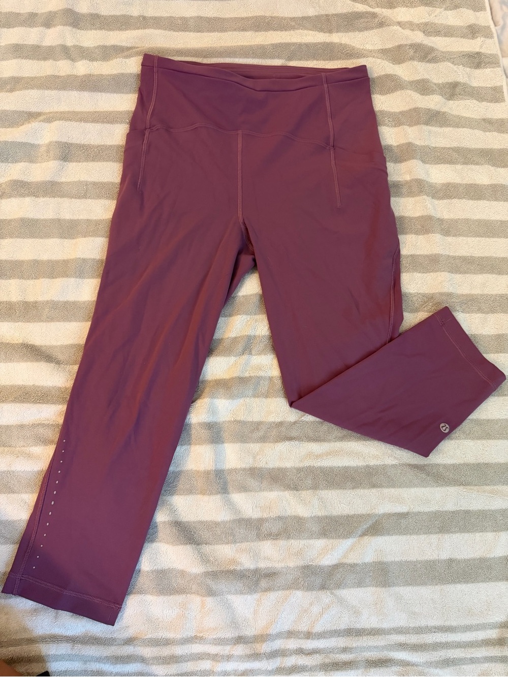 Lululemon Fast and Free Crop Leggings - Plum, Size 8